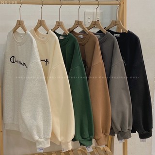 [N9596] Áo sweater nỉ bông unisex thêu chữ C H A M P I O N form rộng (Có sẵn/ảnh thật)