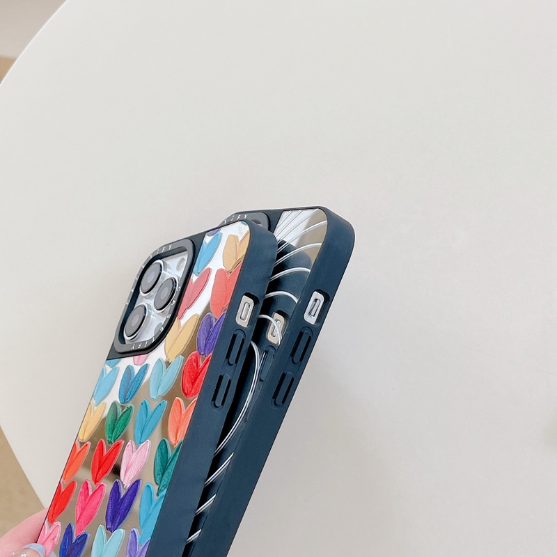 Ốp Điện Thoại pc Cứng Mạ Màu Họa Tiết Trái Tim Cho iphone 15 14 15pro 11 12 13 pro max
