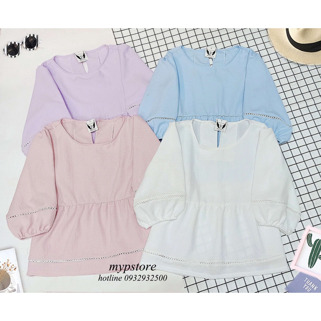 Áo babydoll viền ren tay phồng lửng mypstore A15
