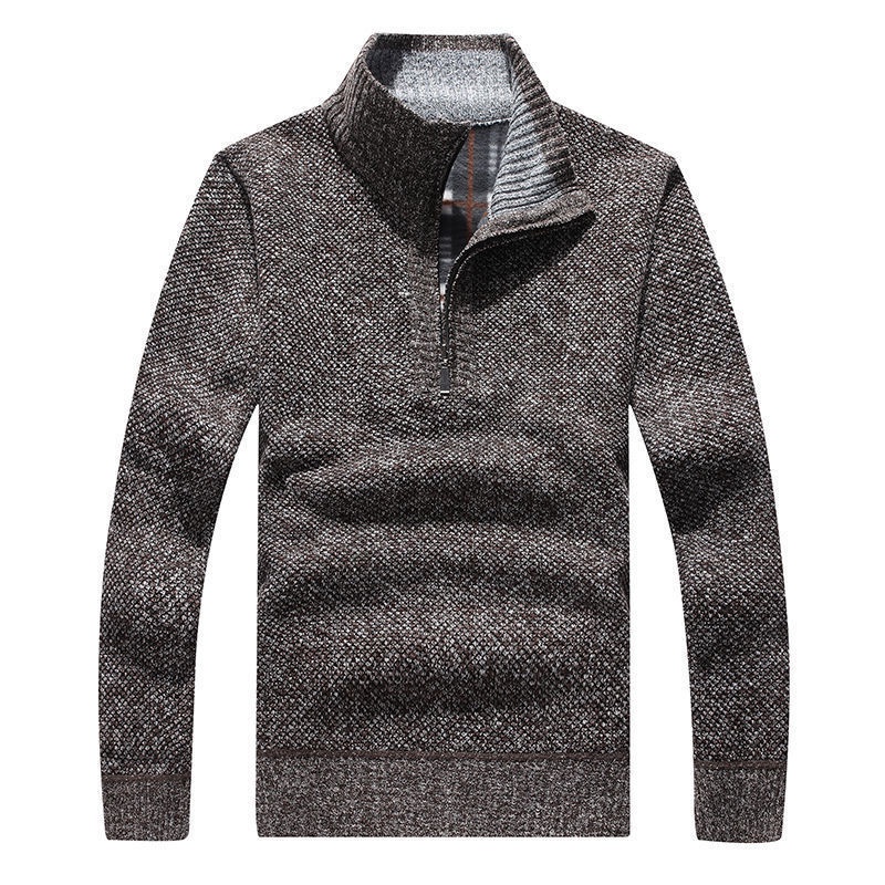 Áo Sweater Dệt Kim Tay Dài Cổ Lọ Khóa Kéo Thời Trang Mùa Thu Cho Nam