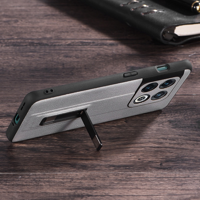Ốp Điện Thoại Da Cứng Kèm Giá Đỡ Tàng Hình Cho OnePlus 10 10T Pro OnePlus10TPro