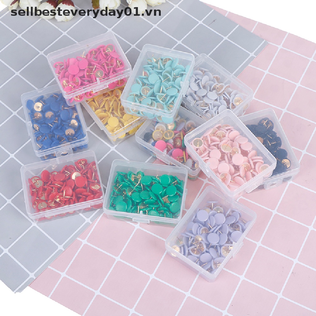 Set 100 Ghim Đầu Tròn Bằng Kim Loại Dùng Vẽ Bản Đồ .