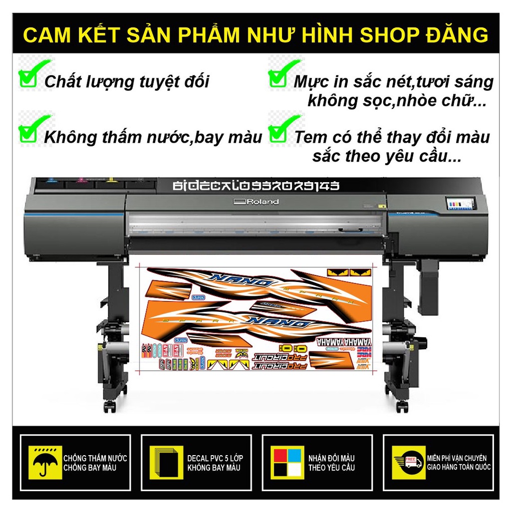 ( Quí khách vui lòng mang ra tiệm cho thợ dán ) xe Sirius nano cam đen