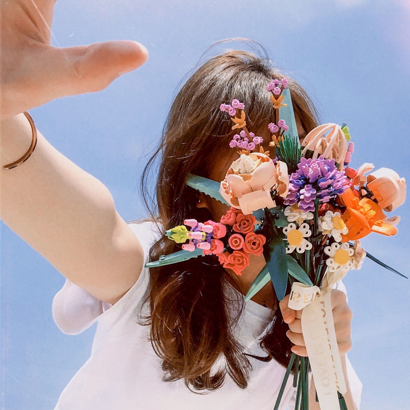 Bộ Đồ Chơi Lắp Ráp Lego Hình Bó Hoa Hồng Sáng Tạo DIY