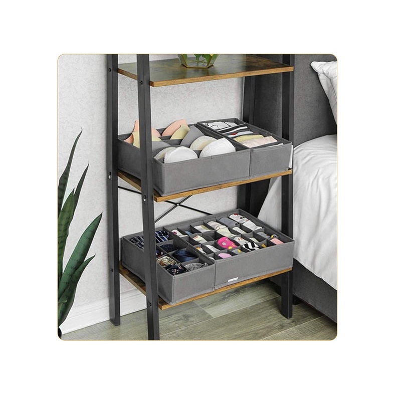 Hộp đựng đồ lót, hộp vải chia ngăn đựng đồ lót màu xám đậm - Khay xếp bảo quản đựng tất vớ sạch sẽ, tiết kiệm diện tích