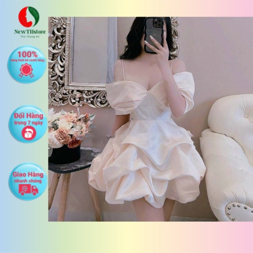 Đầm dự tiệc tapta dáng bí phồng có mút hàng L1