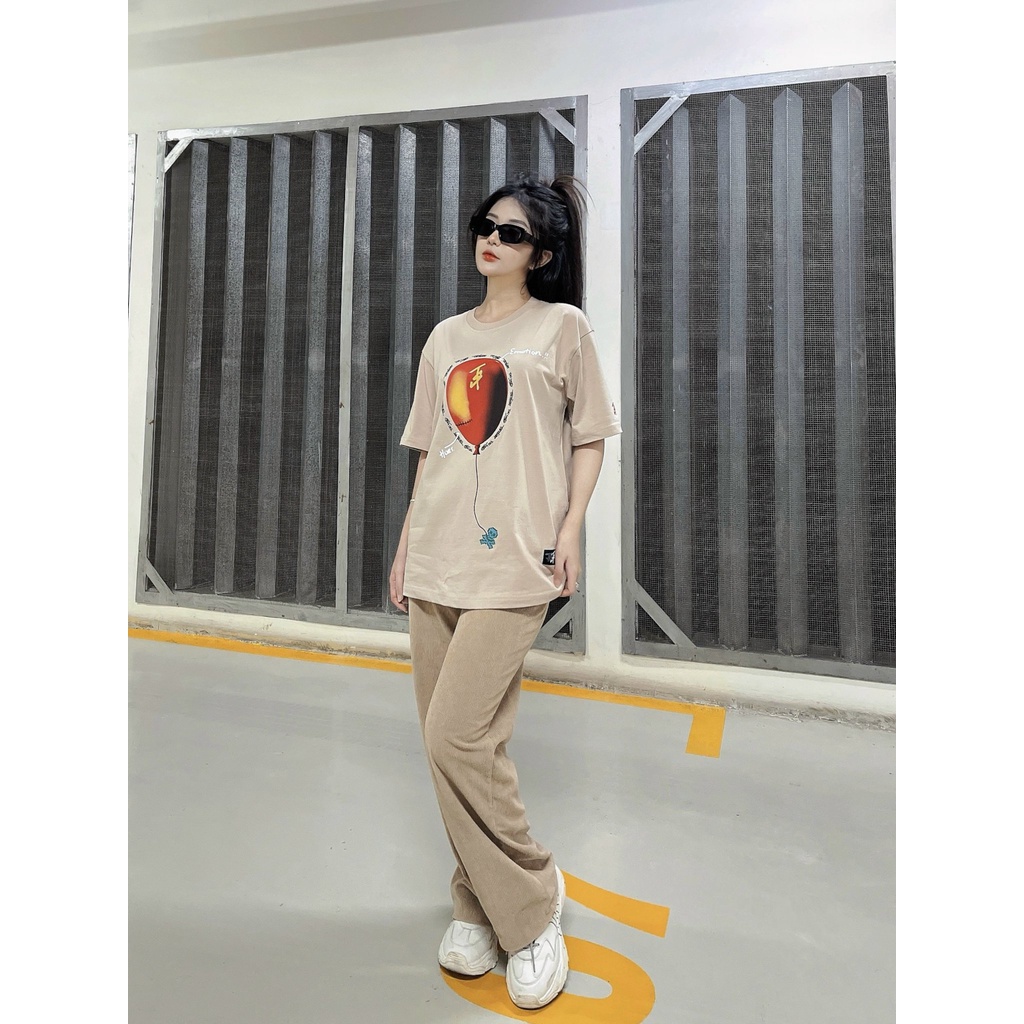 Áo Thun TSUN BALLON - In - [UNISEX] - Trắng,Đen,Tan