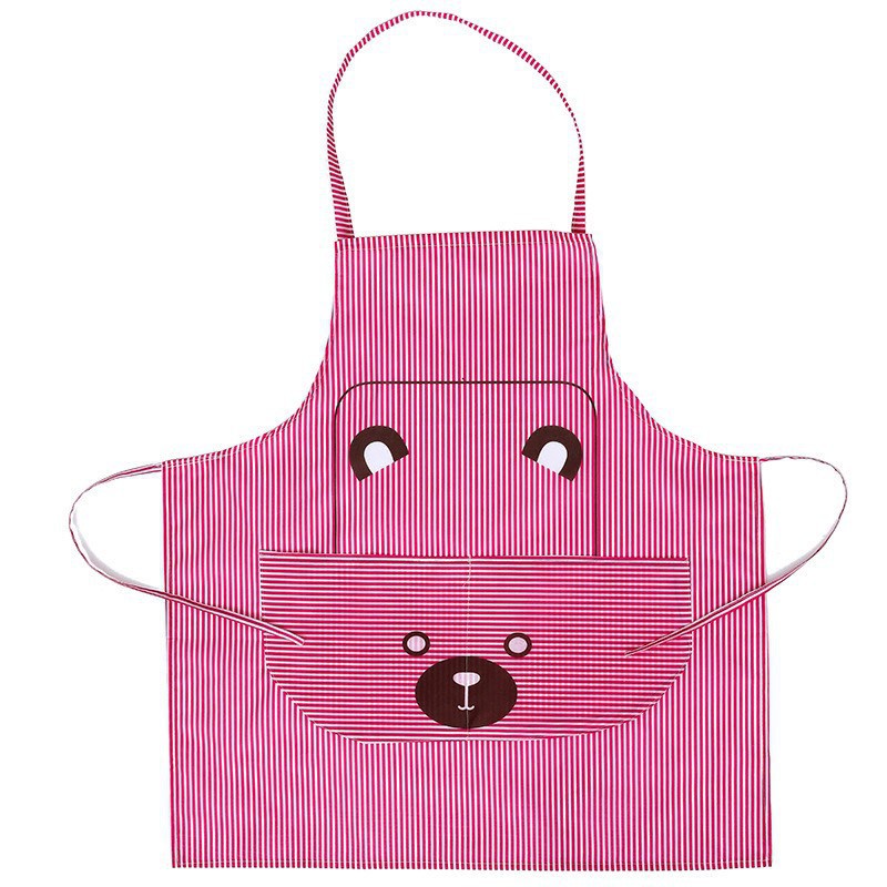Tạp Dề Hình Mặt Gấu Kẻ, Tạp Dề Nhà Bếp Nấu Ăn Quán Cafe Dễ Thương Chống Thấm Nước Siêu Xinh 2455