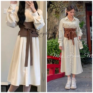 Váy Somi Tiểu Thư thắt nơ đai eo phong cách Ulzzang Hàng QC