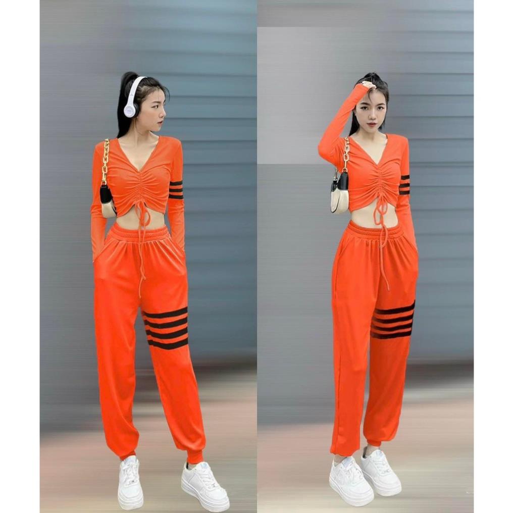 Đồ tập gym nữ,đồ tập thể thao áo dài tay rút dây quần jogger siêu xịn tập gym yoga zumba aerobic Lulushop