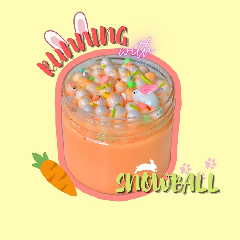 RUNNING SNOWBALL (Half Floam Slime) Đồ chơi chất nhờn ma quái đi kèm charm con thỏ dễ thương, slime 