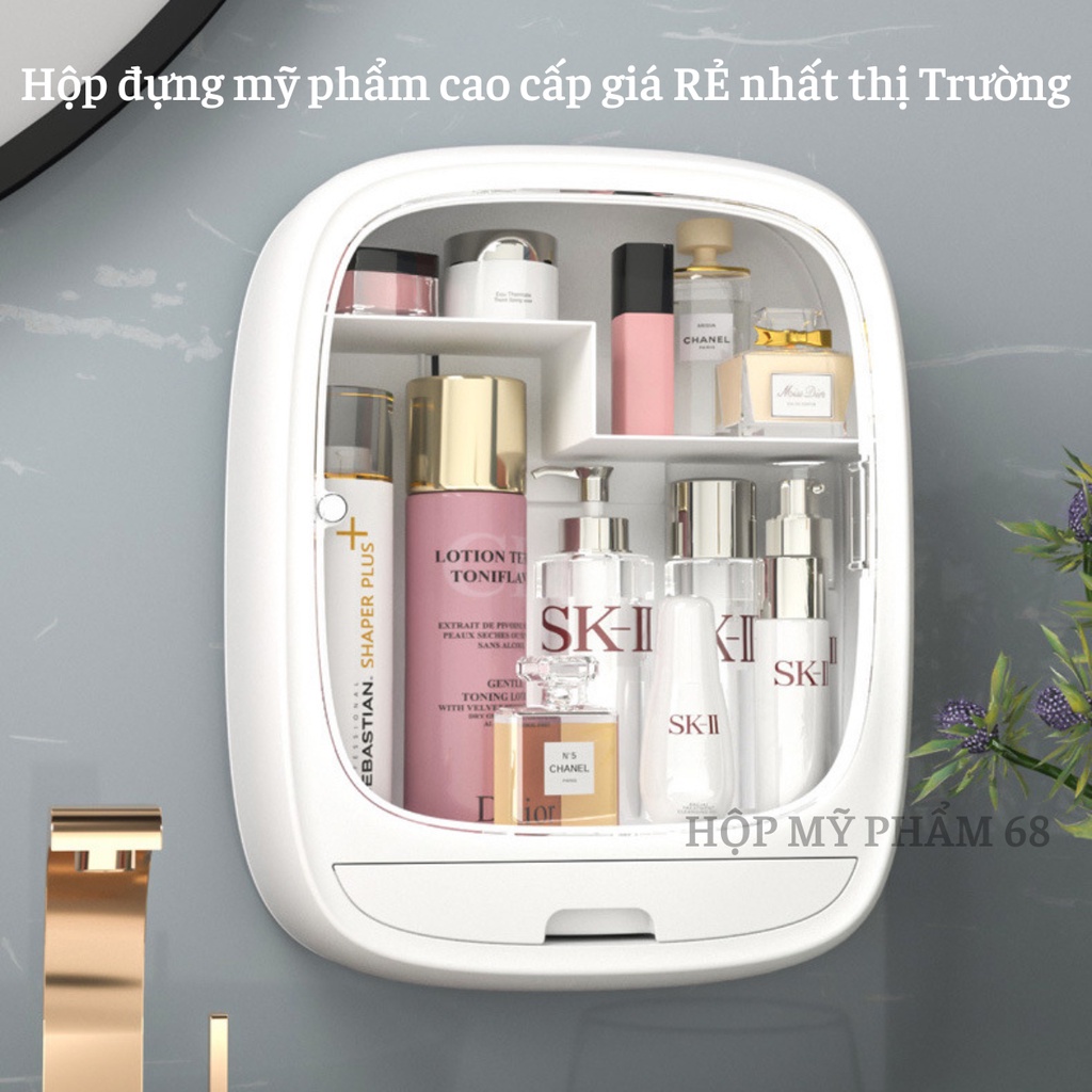 Hộp Đựng Mỹ Phẩm kệ để đồ trang điểm treo tường kệ mỹ phẩm chống bụi cao cấp không cần đục lỗ