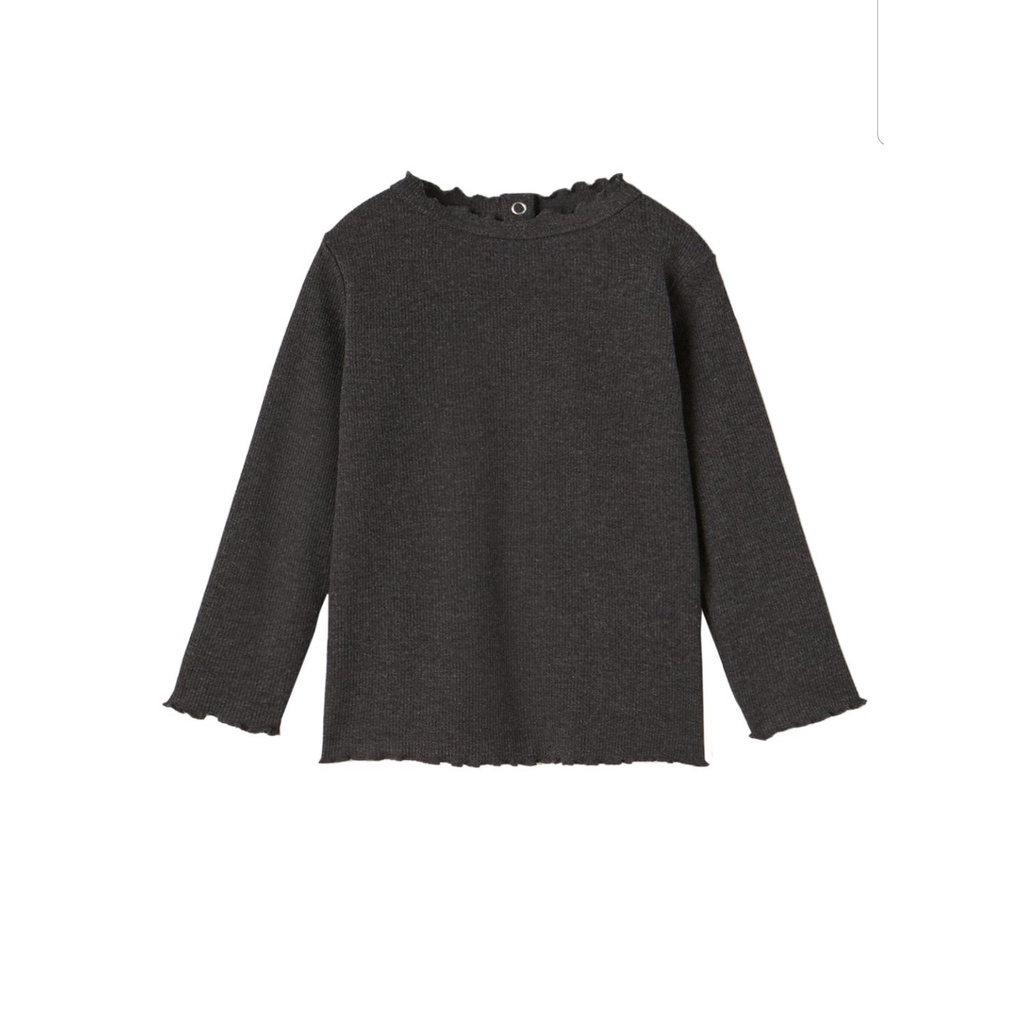 Áo giữ nhiệt ZARA bé gái áo thun tăm đen auth
