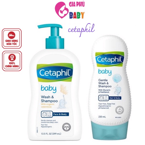 Sữa tắm gội Cetaphil cho bé - Cetaphil Baby Wash & Shampoo 230ml và 400ml Hàng chính hãng cho bé sơ sinh
