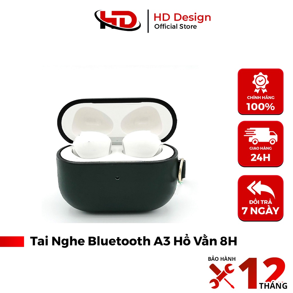 Tai Nghe Bluetooth Không Dây A3 Hổ Vằn 8H - Cảm Biến Hồng Ngoại - Âm Cực Phê - Chính Hãng HD Design