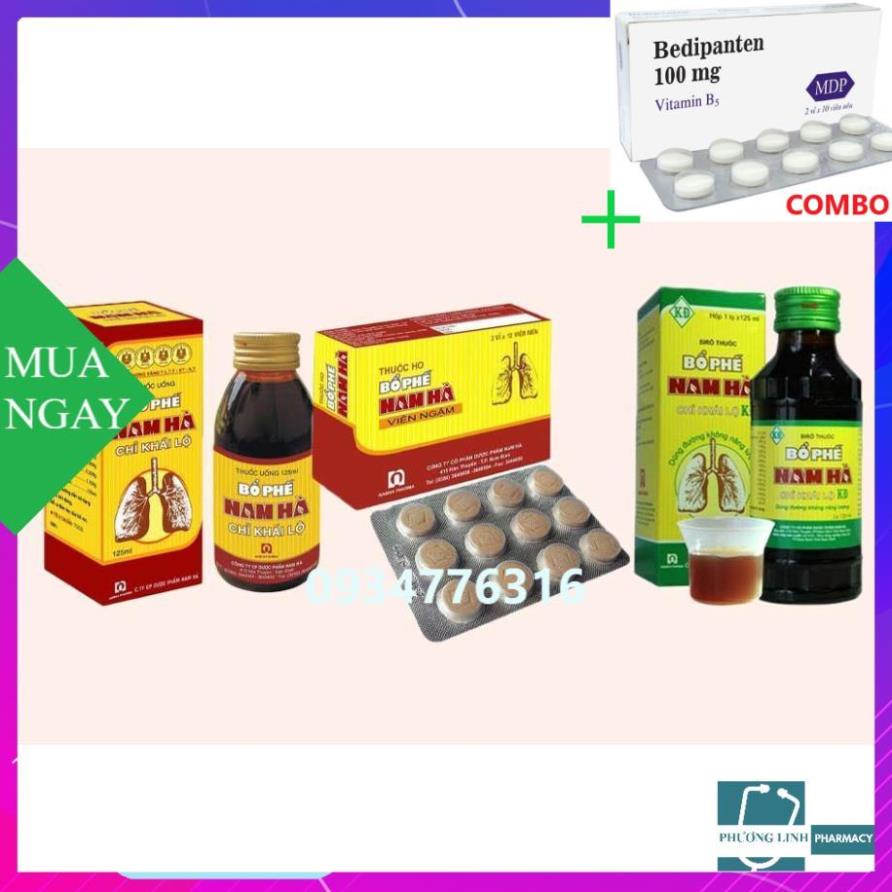 Combo Bedipanten 100mg +  Siro và viên ngậm bổ ph ế Nam Hà