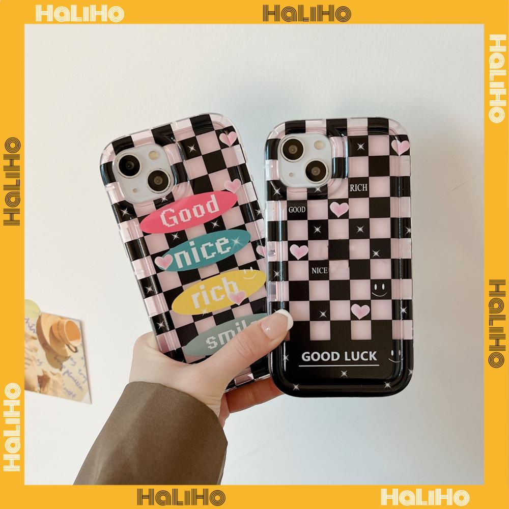 Case For iPhone 14 Pro Max TPU Soft Jelly Airbag Case Black Pink Checkers Case Camera Protection Shockproof For iPhone 14 13 12 11 Plus Pro Max 7 Plus X XR