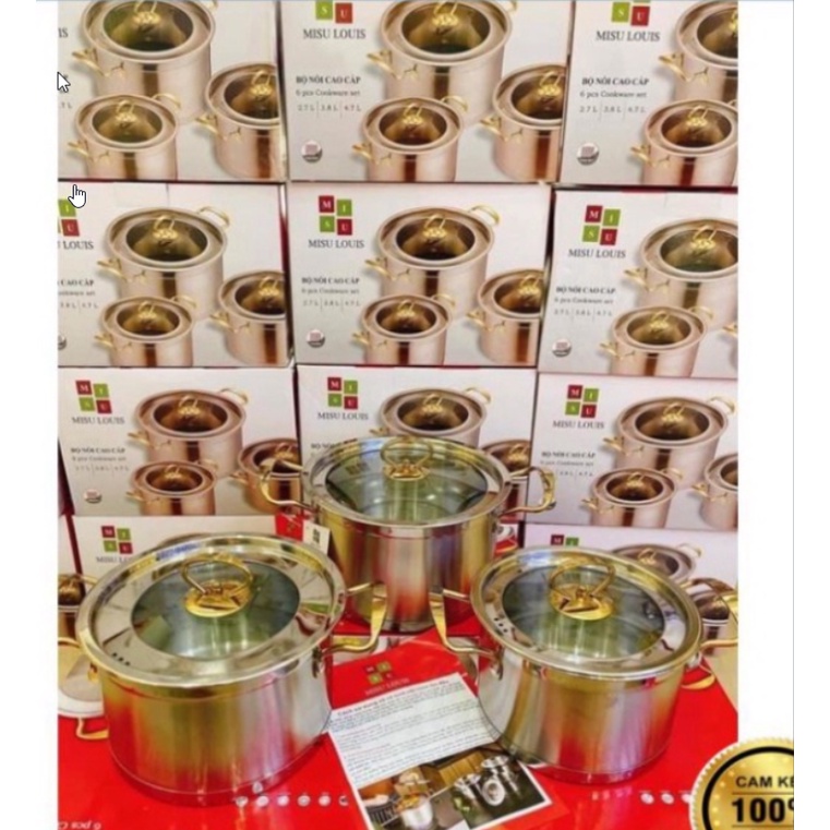 Bộ Nồi Inox 304 Cao Cấp MISU LOUIS,Đáy 3 Lớp Nguyên Khối - Sử Dụng Được Mọi Loại Bếp - 534222 375.000đ