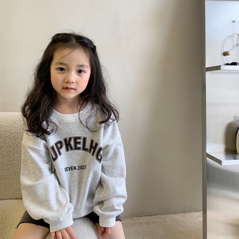 Áo Sweater Cổ Tròn Tay Dài In Chữ Phong Cách Hàn Quốc Thời Trang Thu Đông Cho Bé Gái