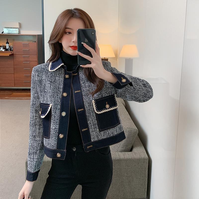 Áo Khoác Dáng Ngắn Họa Tiết Houndstooth Phong Cách Retro Mới Phù Hợp Với Tuổi Kỷ Niệm Thời Trang Mùa Xuân Dành Cho Nữ