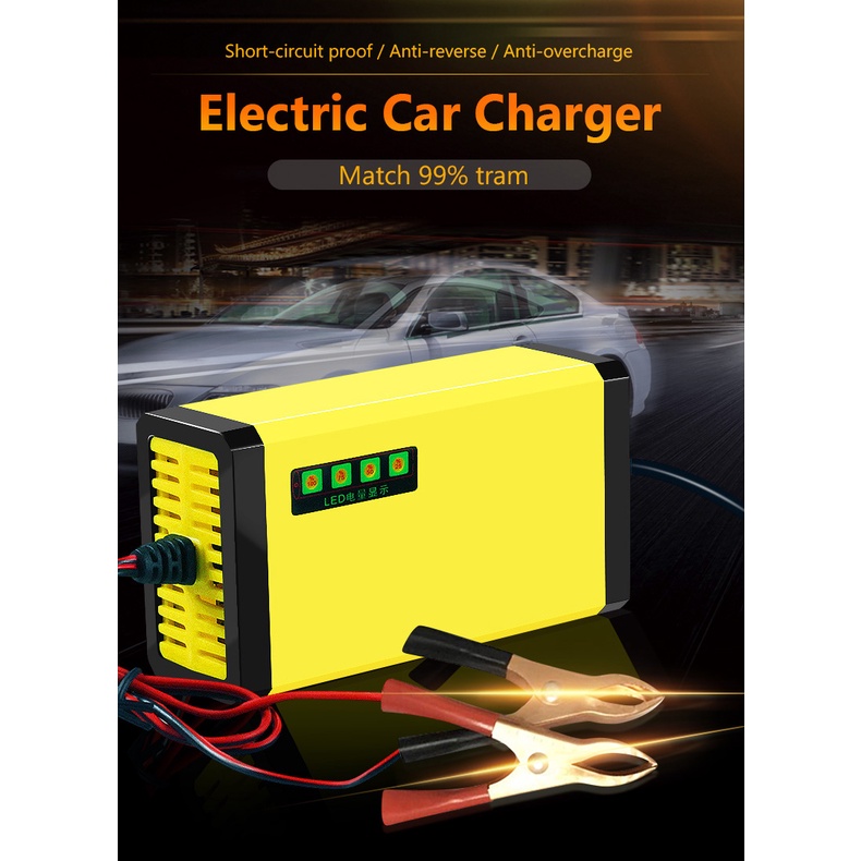 Thiết Bị Sạc Pin 220V 12V 2A Có Màn Hình LED Hiển Thị Dành Cho Xe Hơi Xe Máy