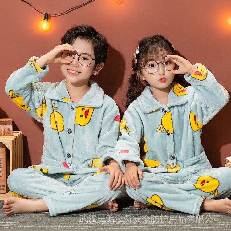 Bộ Đồ Ngủ Lông Cừu Thời Trang Thu Đông Dành Cho Bé 1-3 - 5-7 - 9-11 Tuổi