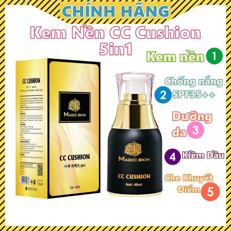 (MỚI) Kem nền trang điểm, chống nắng CC Cushion Magic Skin Whitening Perfect 5in1 45ml