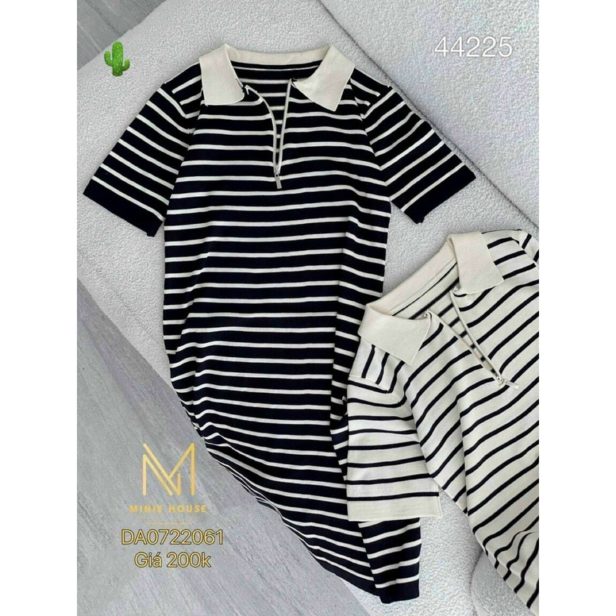 ĐẦM SỌC POLO SUÔNG CÓ PHỐI ZIP KÉO SIÊU XINH PC
