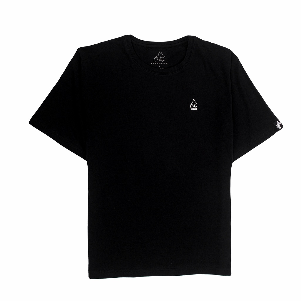Áo Thun nam nữ cổ tròn RIDGEBACK 100% cotton co giãn 4 chiều form rộng oversized màu đen