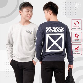[12-15 tuổi] Áo nỉ bé trai  thu đông size đại trẻ em nam in kẻ tay 40 - 56 kg