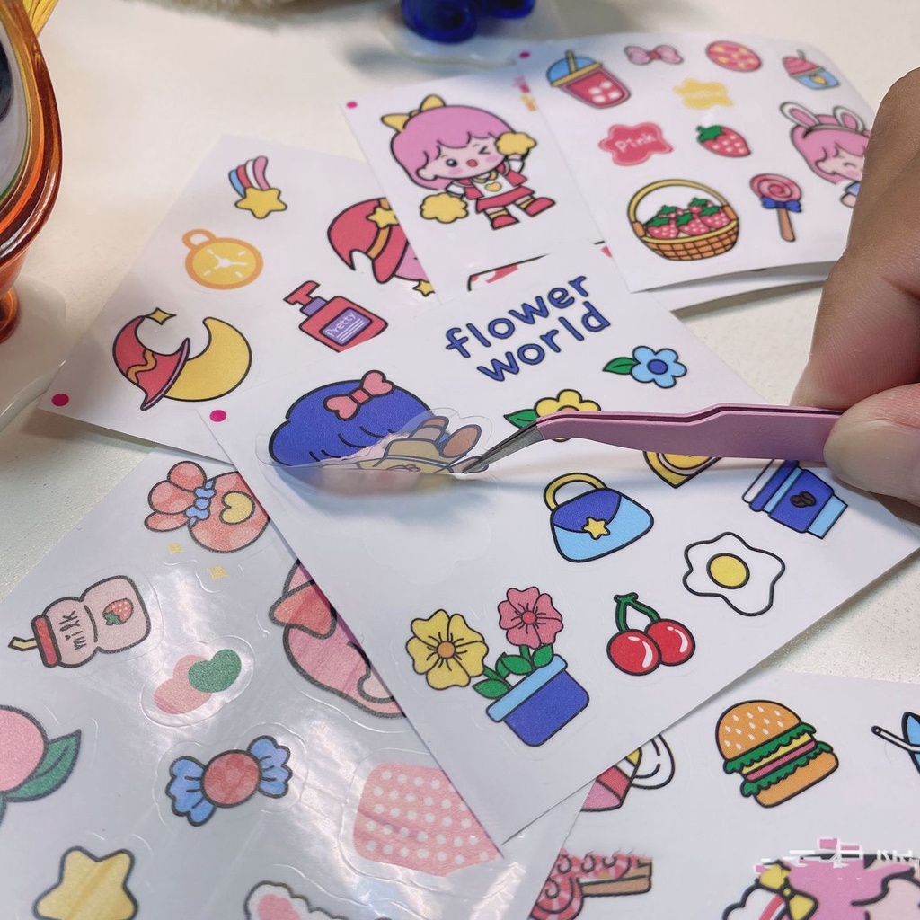 Sticker dán trang trí cốc, điện thoại, laptop vuông 7,5cm (nhiều mẫu) SK01 Clovershop68