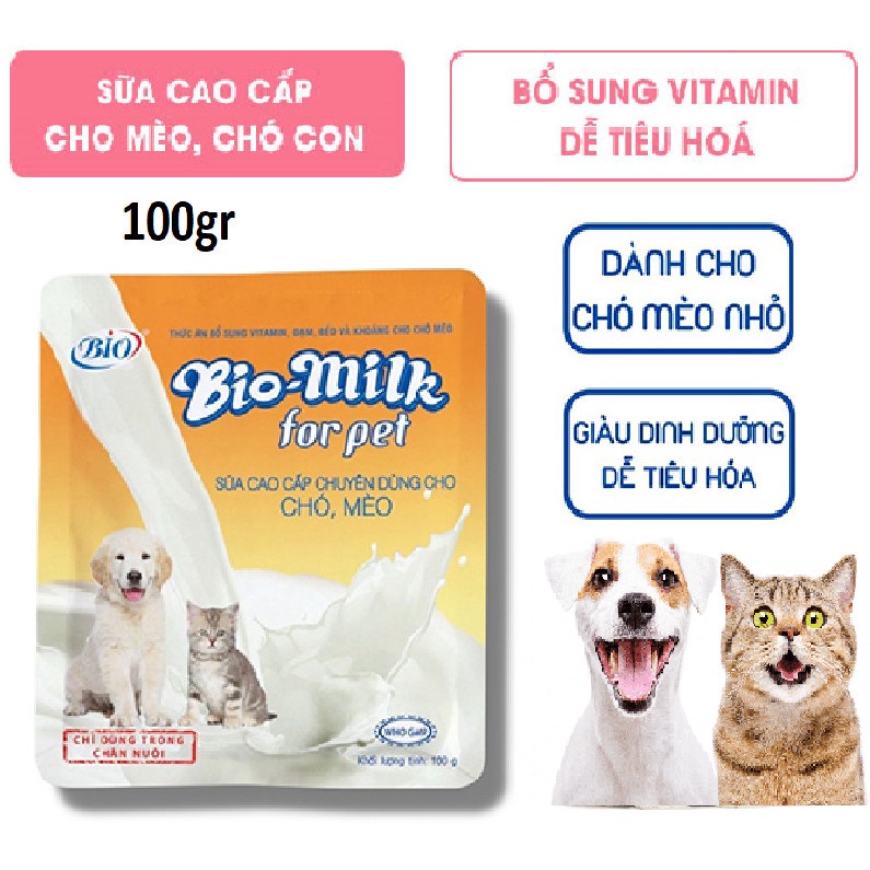 Sữa bổ sung chất dinh dưỡng cho chó mèo Bio Milk gói 100gr