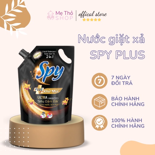 Nước giặt xả SPY PLUS vàng – dung tích 1450ml đánh bay mọi vết bẩn cứng đầu, lâu năm trên áo quần