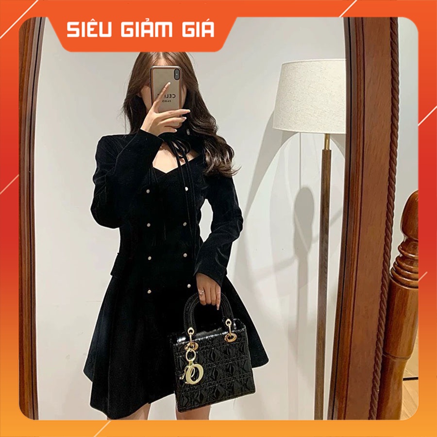 Đầm Nữ Chất Nhung Cổ Nơ Hàng Quảng Châu V2084 - Thời trang Teen 888