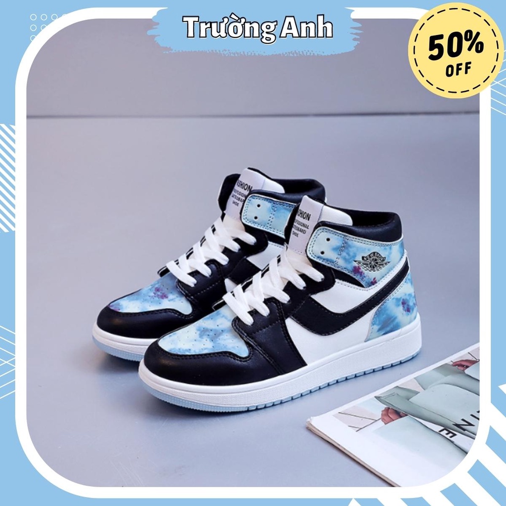 Giày sneaker nữ cổ cao custom jordan air dạ quang Trung xịn, Giày thể thao nữ jordan cổ cao phát sáng ban đêm cực đẹp