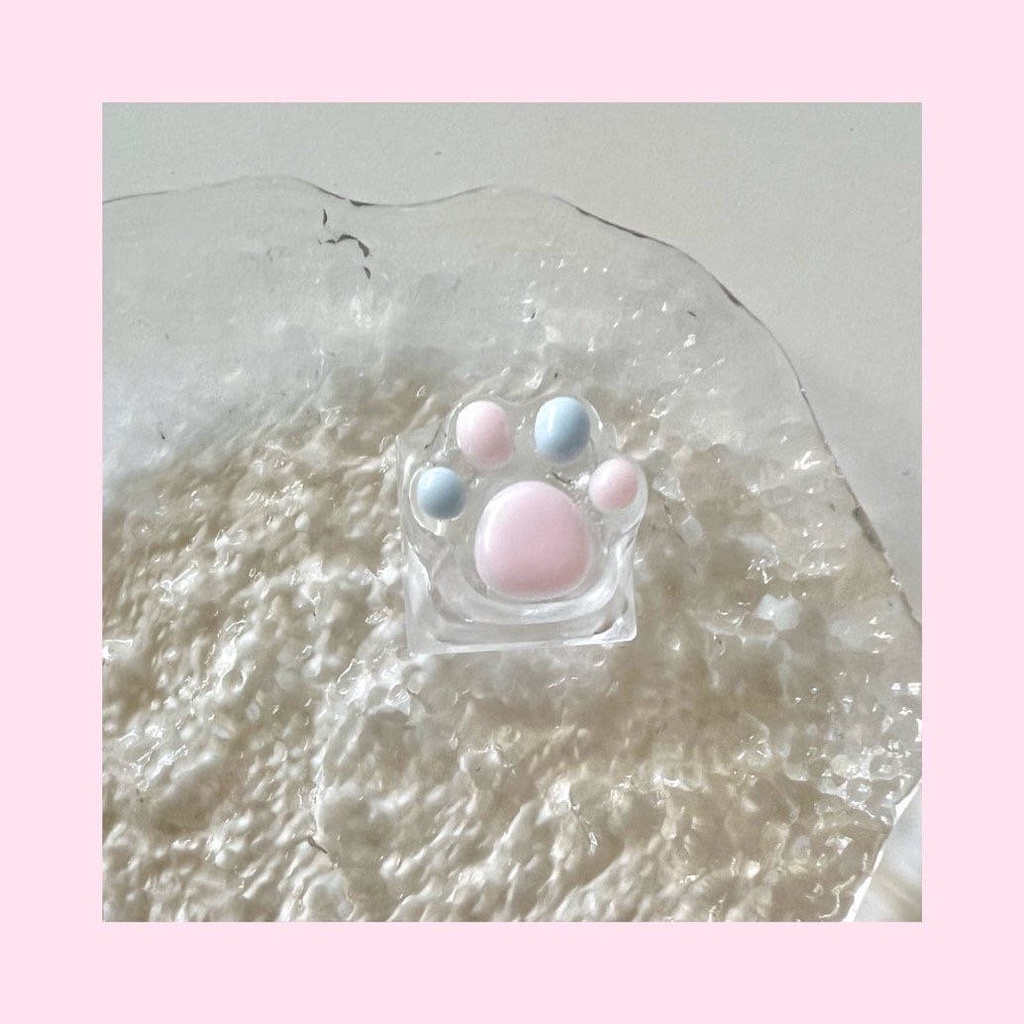 Nút Bàn Phím Cơ Bằng Resin Trong Suốt Nhẹ Hình Dấu Chân Mèo Dễ Thương