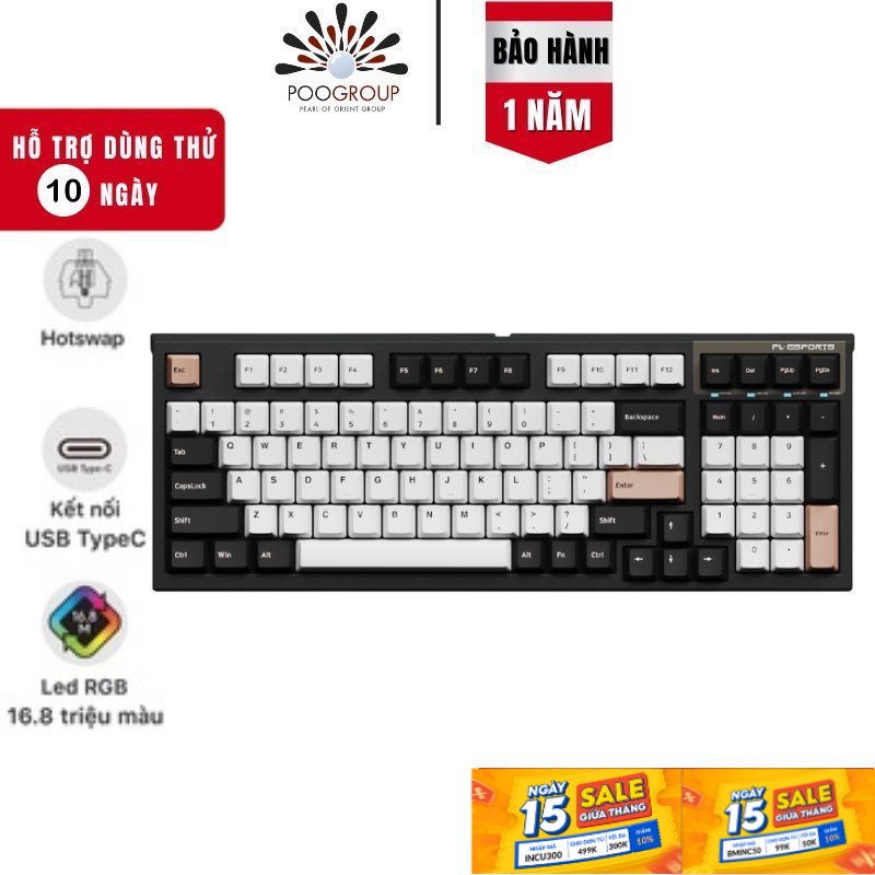 Bàn Phím Cơ FL-Esports FL980CP White Olivia - Led RGB - Hot Swap