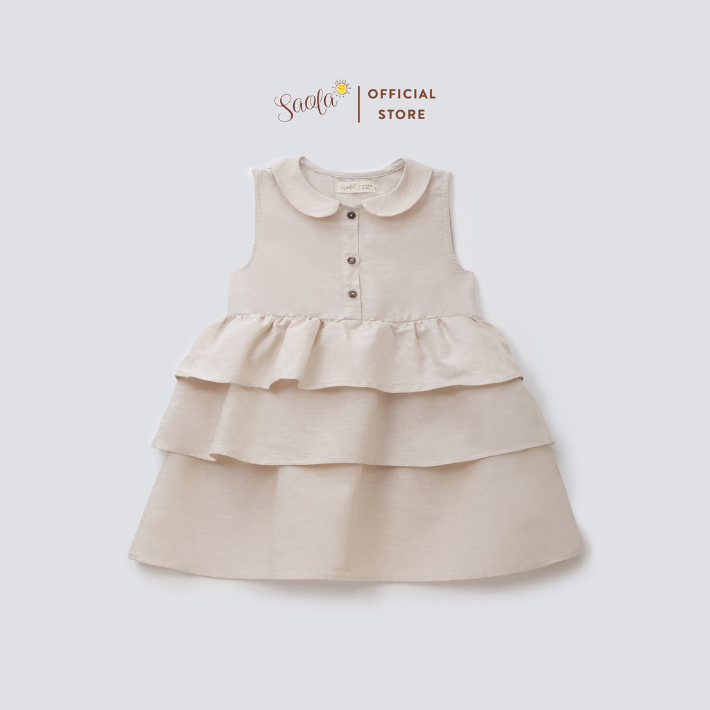 Đầm Cho Bé Gái SAOLA KIDS Dáng Váy Xòe 3 Tầng Công Chúa Xinh Xắn Vải Linen Mềm Mịn Thoáng Mát - DRL007