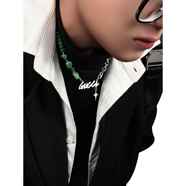 Vòng cổ nam nữ titan màu bạc ngọc Kuuclothes độc đáo cá tính phong cách đường phố - Dây Chuyền chuỗi G Chain