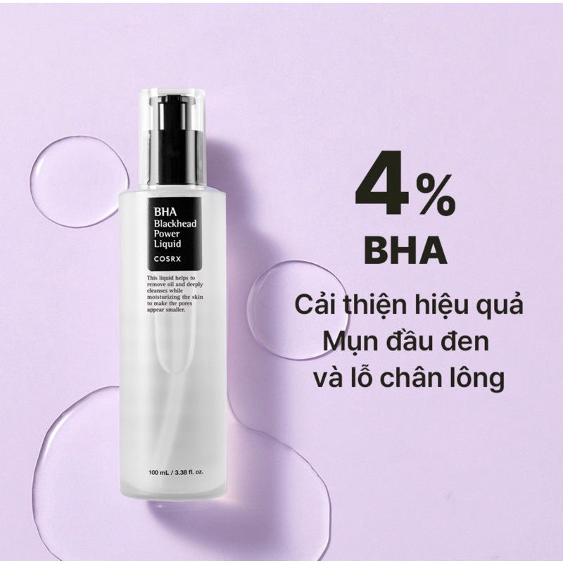 Nước cân bằng COSRX BHA hỗ trợ làm giảm mụn đầu đen dung tích 50ml/ 100ml