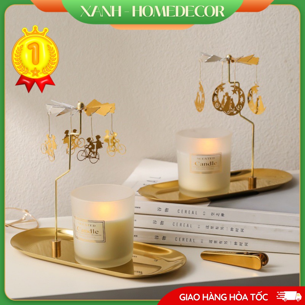 Khay đựng nến thơm trang trí chong chóng xoay, khay to 23cm siêu dày dặn