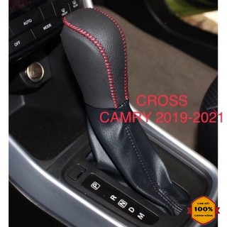 Bọc cần số, phanh tay ô tô toyota cross, camry 2019 - 2022 da bò thật 100%