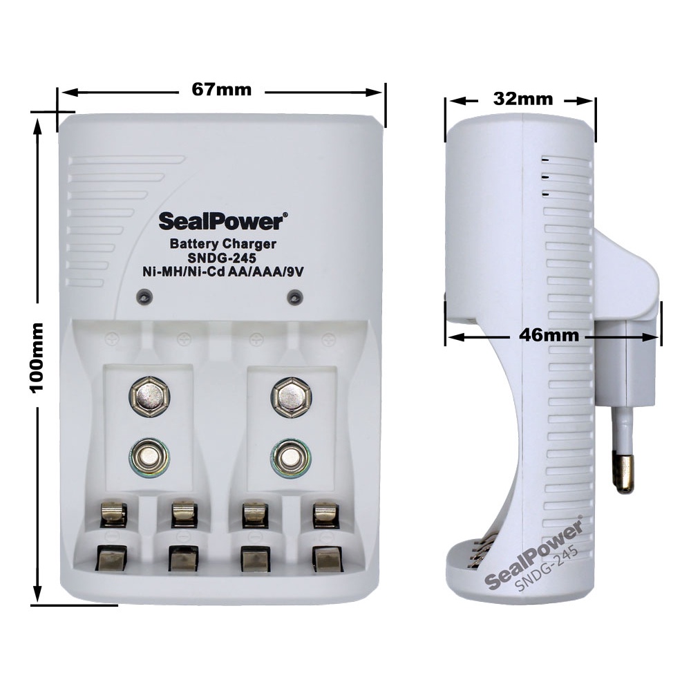 Máy sạc SealPower SNDG-245, kèm pin sạc AA 2000mAh /AAA 1000mAh/ 9V 240mAh,   chất lượng cao.