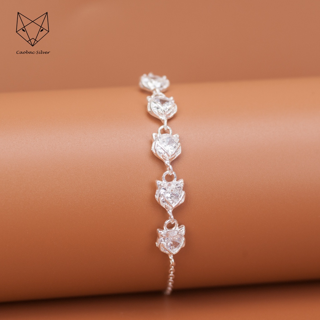 Vòng Tay, Lắc Chân Bạc S925 CaoBac Silver Họa Tiết Năm Hồ Ly Đinh Đá Phong Cách Nhẹ Nhàng Dành Tặng Cho Bạn Gái