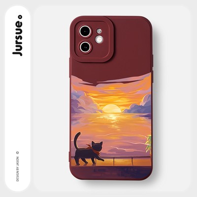 Ốp lưng JURSUE mềm dẻo hình độc lạ vintage đen Cho iPhone 17 16 15 14 13 12 11 Pro Max SE 2020 X XR XS ip 8 7 Plus Y2490