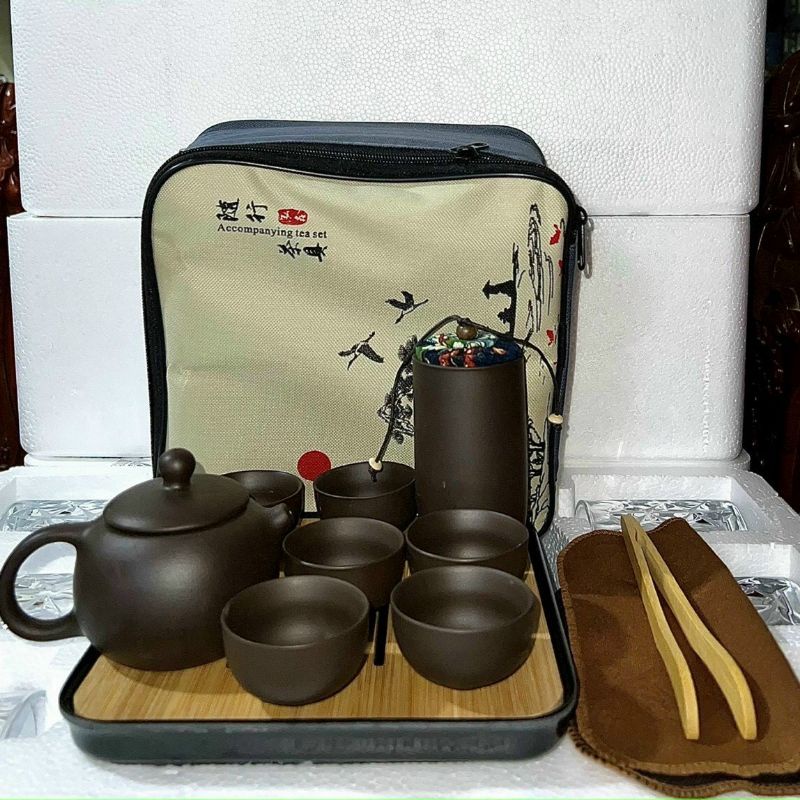 Bộ trà đạo bằng sứ có túi đựng giữ nguyên hương vị tinh khiết của trà 12 món