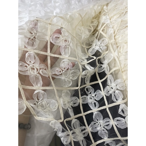 Vải ren lưới thêu hoa cao cấp