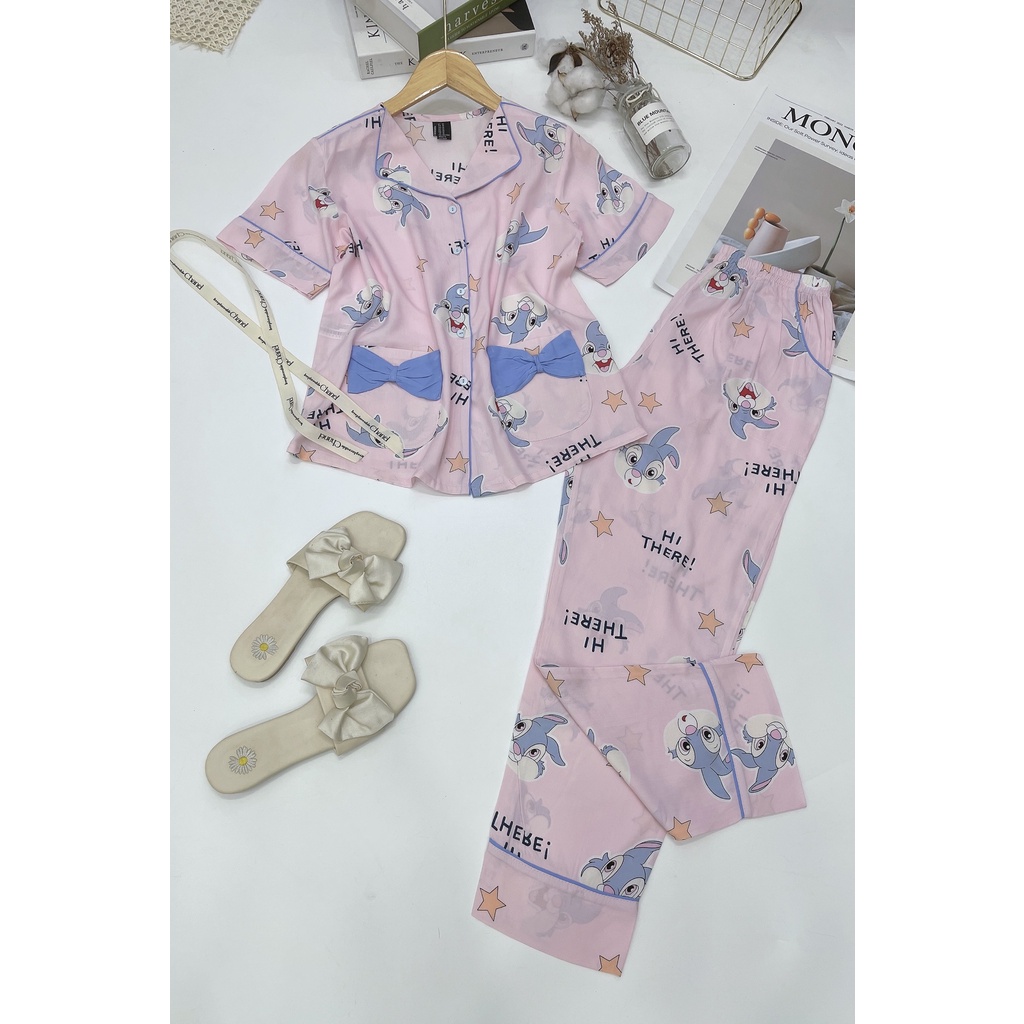 Bộ lanh quần dài 2 túi nơ hàng VNXK