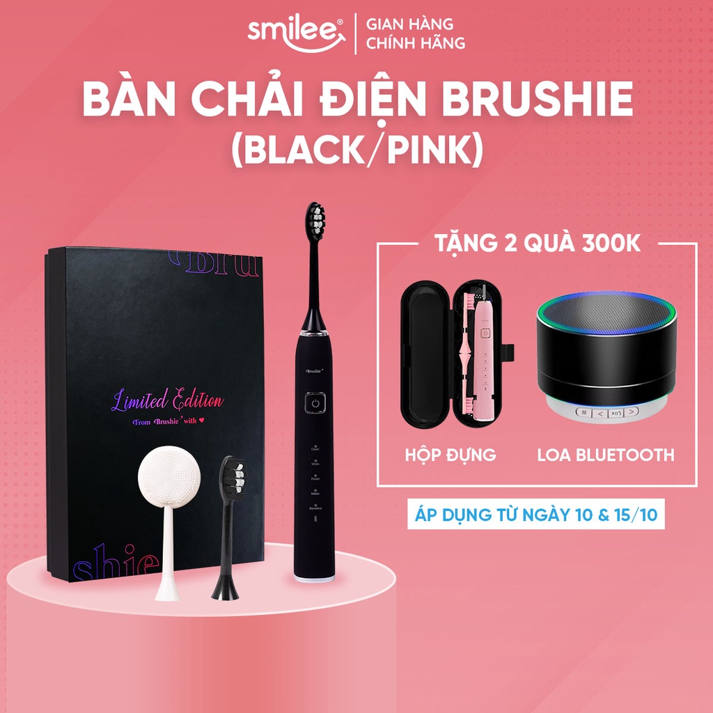 Bàn chải điện Brushie tích hợp máy rửa mặt 5 chế độ, bàn chải phù hợp cho cả người niềng răng