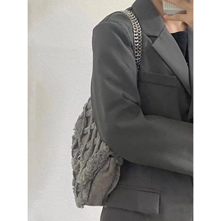 Túi Đeo Chéo Vải Canvas Phối Dây Xích Thiết Kế Hình Thoi Nhỏ Xinh Thời Trang Cho Bạn Gái